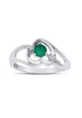 catchy white gold round emerald gemstone diamond heart birthstone baby ring